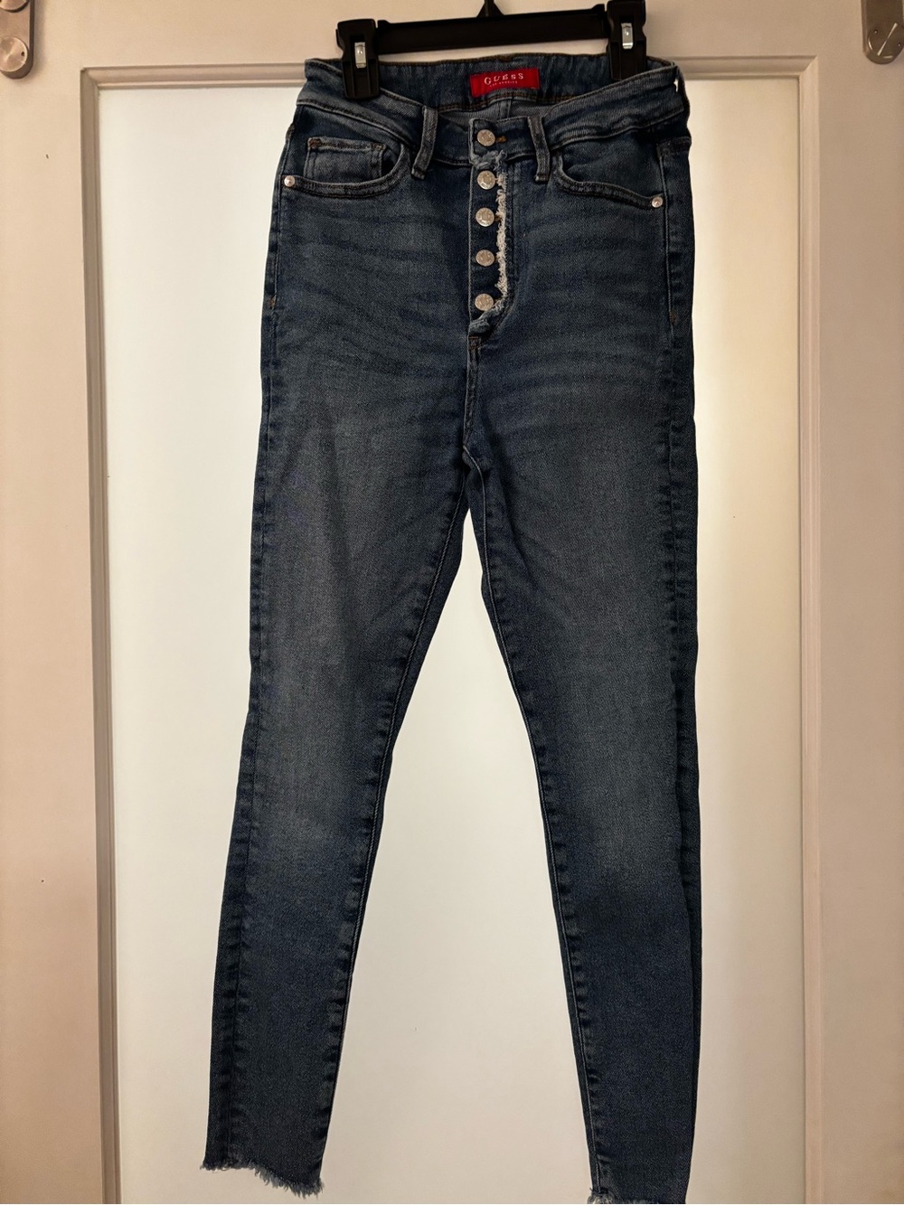 GUESS Dark Blue Button-Fly Skinny Jeans